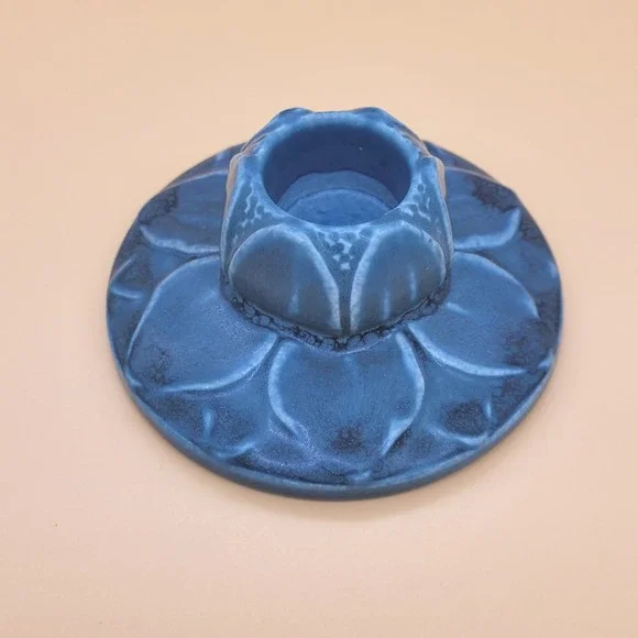 Antique Rookwood Pottery Lily Pad Candlestick Pair #2311 Blue circa 1923 - Picture 6 of 13